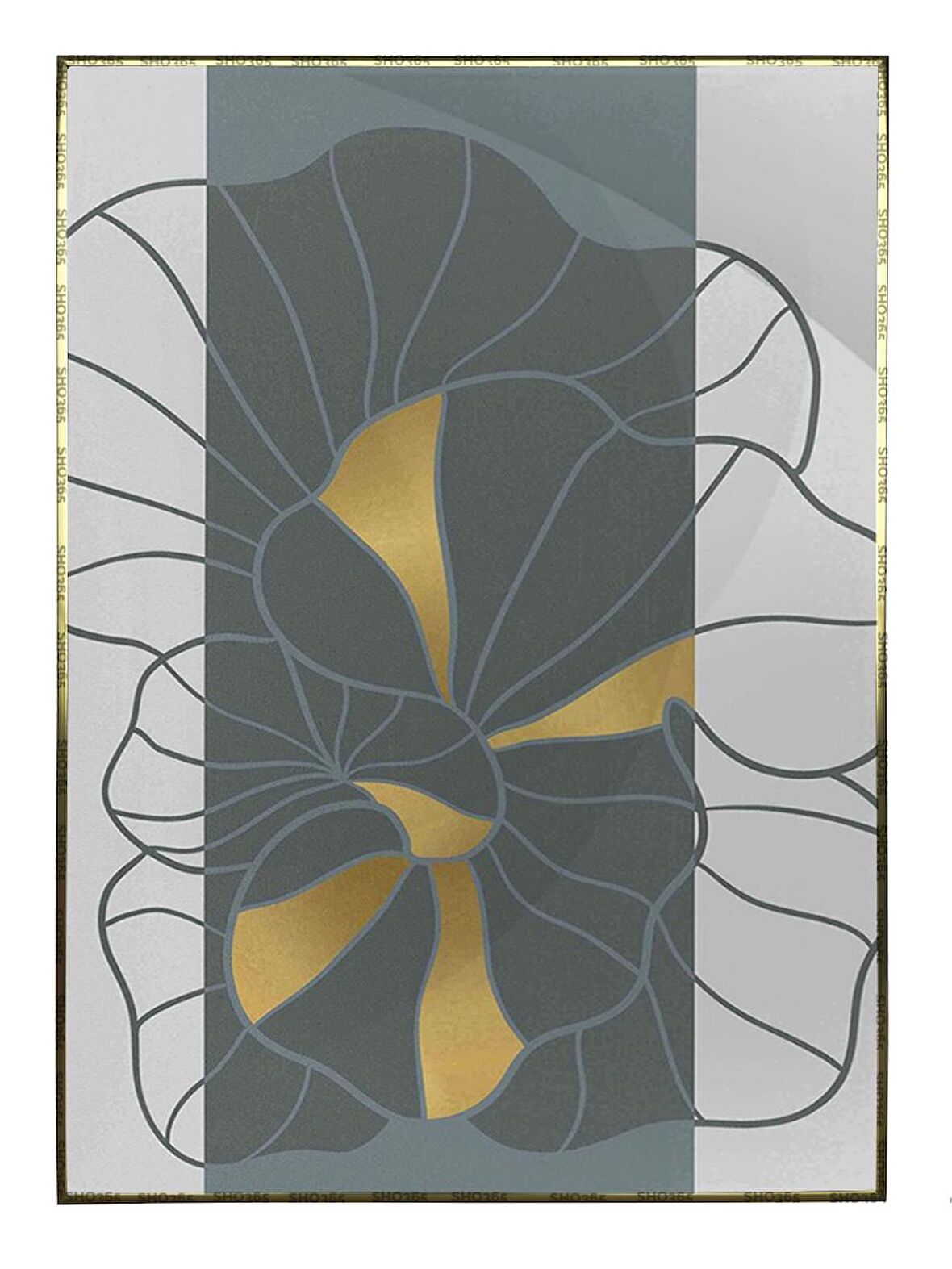 Shop365 Nilüfer Çiçek Karışık Renkler Modern İllüstrasyon Tablo Çerçeveli P-002574