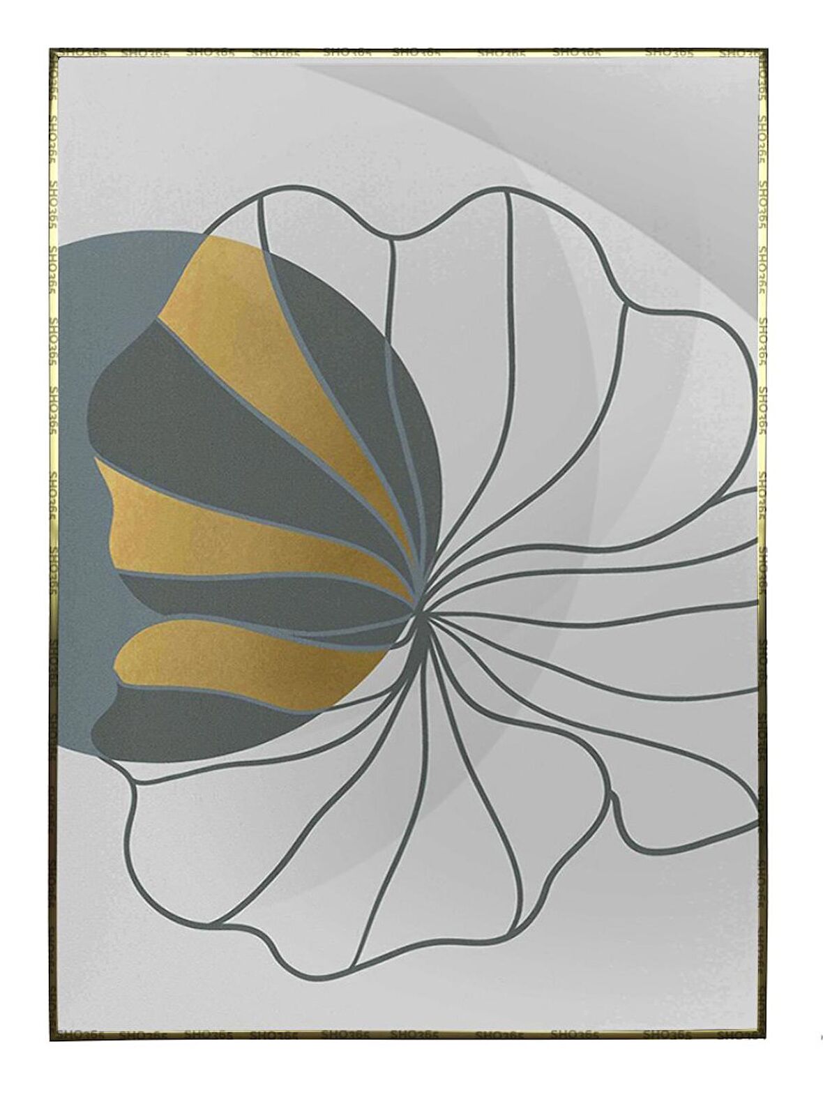 Shop365 Nilüfer Çiçek Karışık Renkler Modern İllüstrasyon Tablo Çerçeveli P-002575