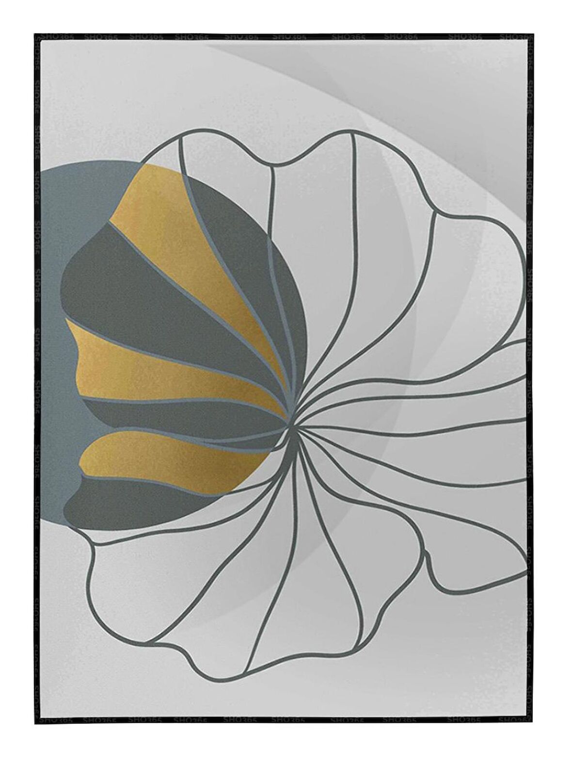 Shop365 Nilüfer Çiçek Karışık Renkler Modern İllüstrasyon Tablo Çerçeveli P-002575