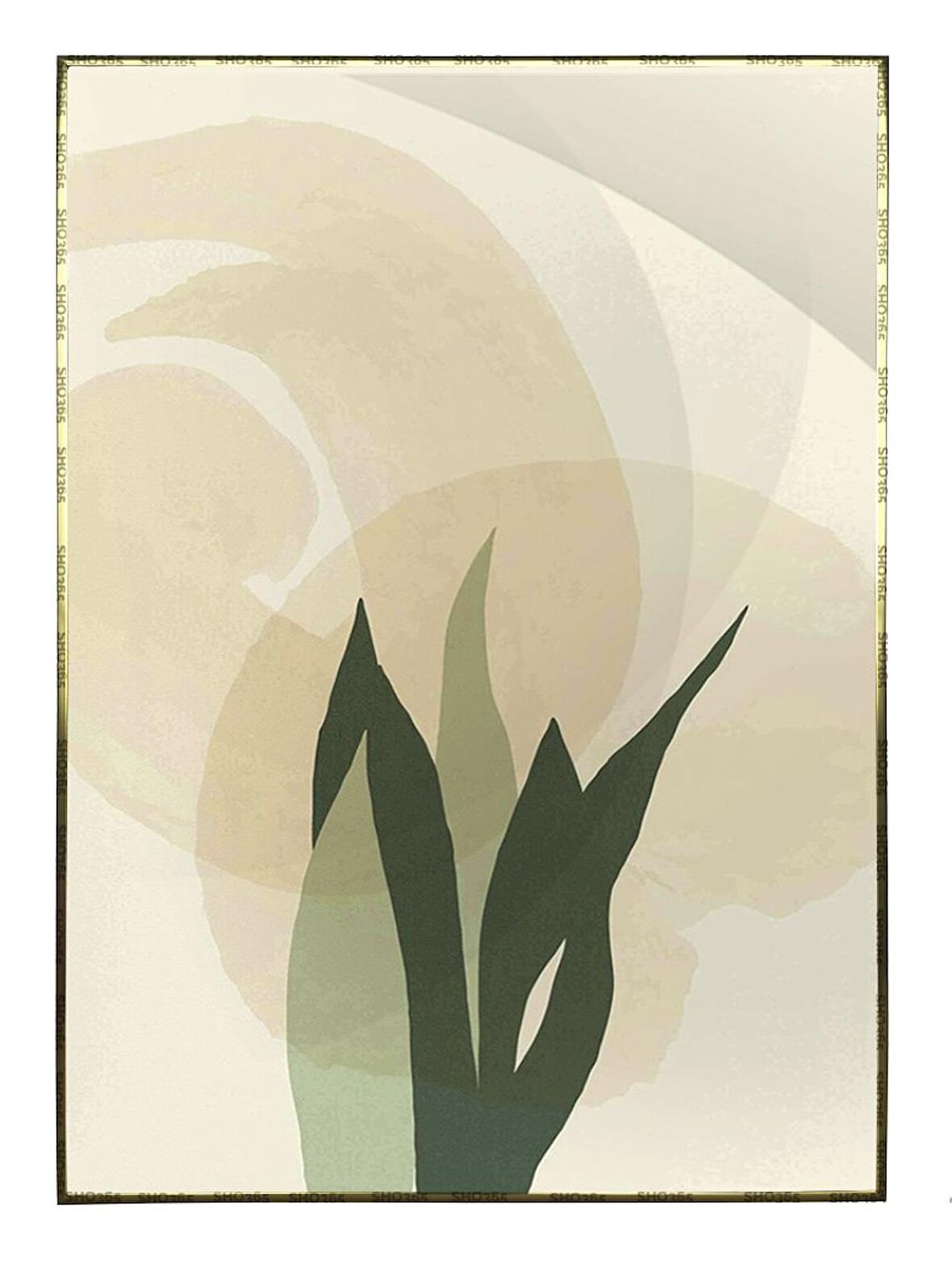 Shop365 Bitki Yapraklar ve Şekiller Modern Tablo Çerçeveli P-002610