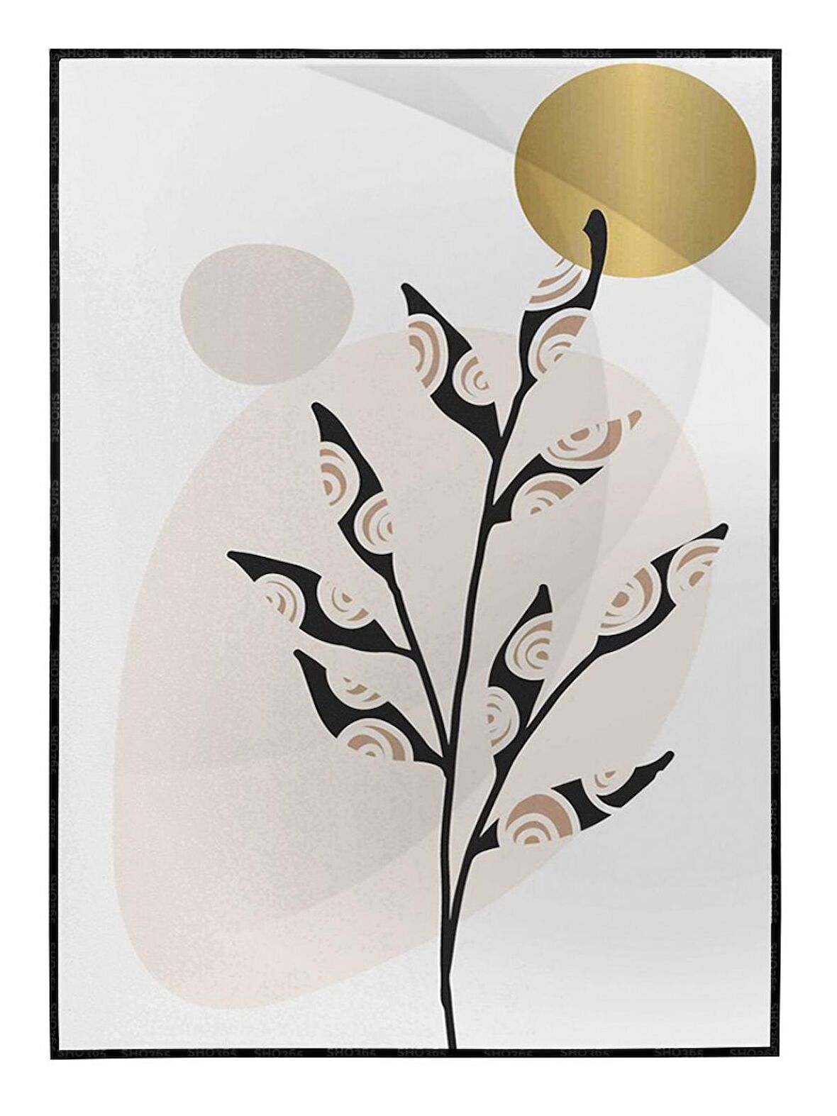 Shop365 Doğa Bitki Modern İllüstrasyon Tablo Çerçeveli P-002637