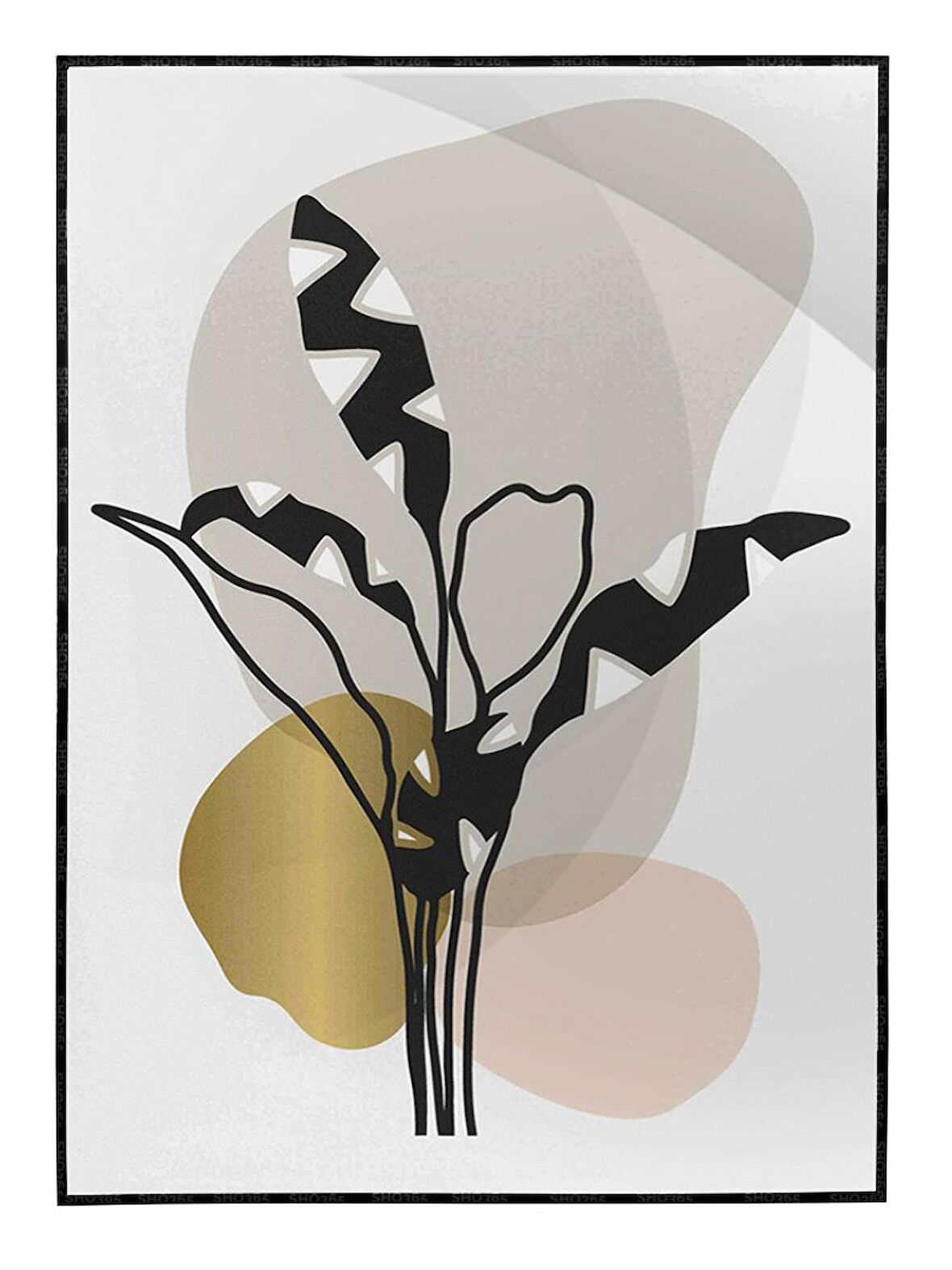 Shop365 Doğa Bitki Modern İllüstrasyon Tablo Çerçeveli P-002641