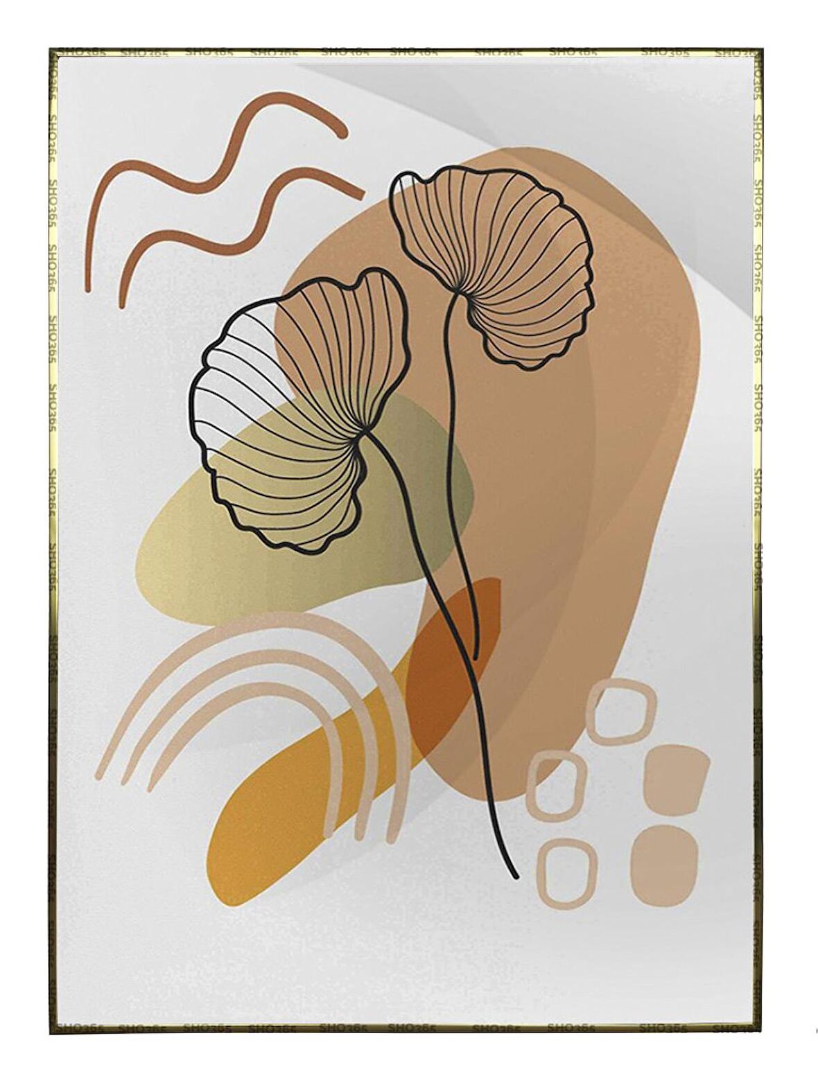 Shop365 Doğa Bitki Modern İllüstrasyon Tablo Çerçeveli P-002660