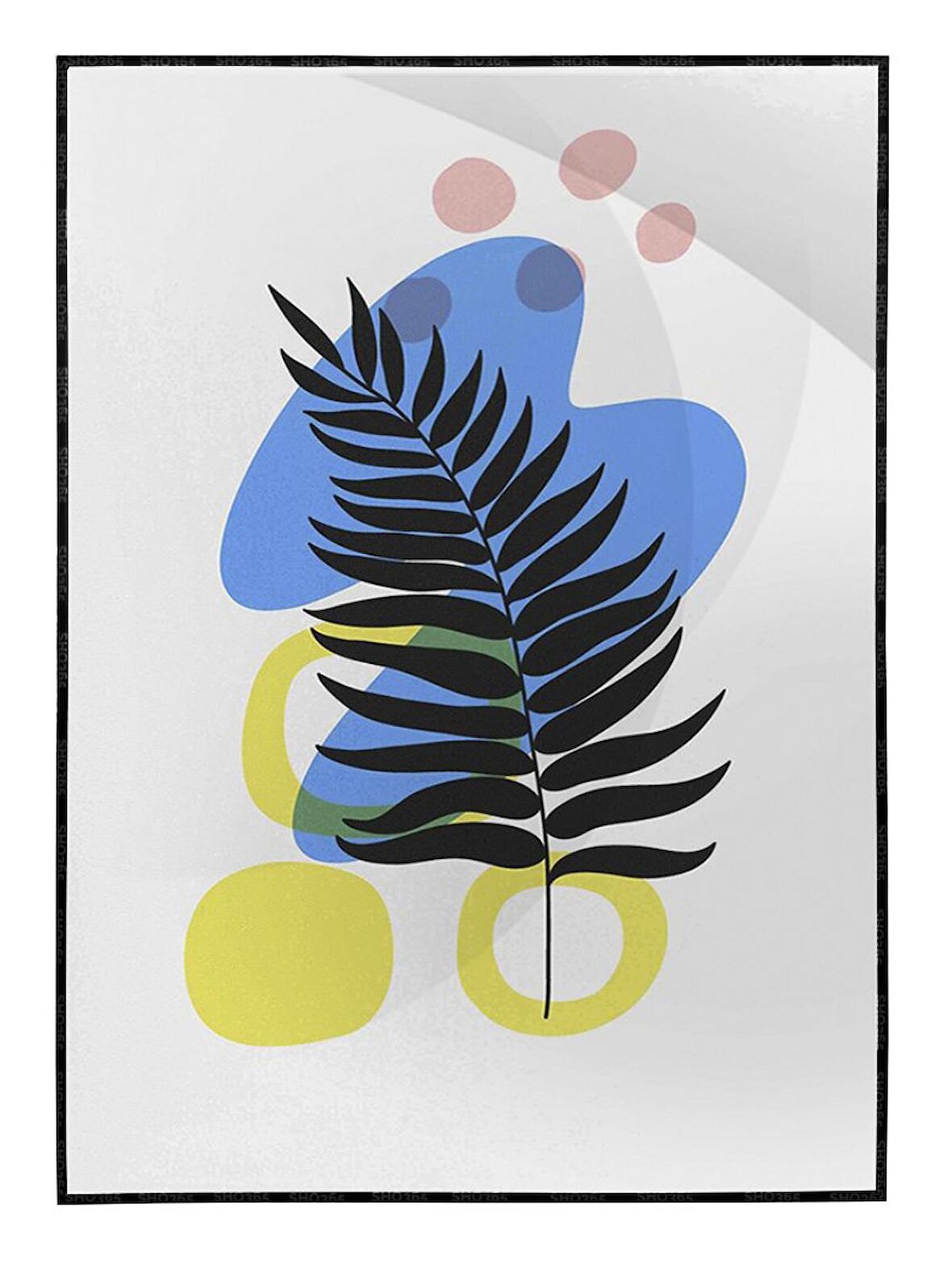 Shop365 Bitki Yapraklar ve Şekiller Modern Tablo Çerçeveli P-002709