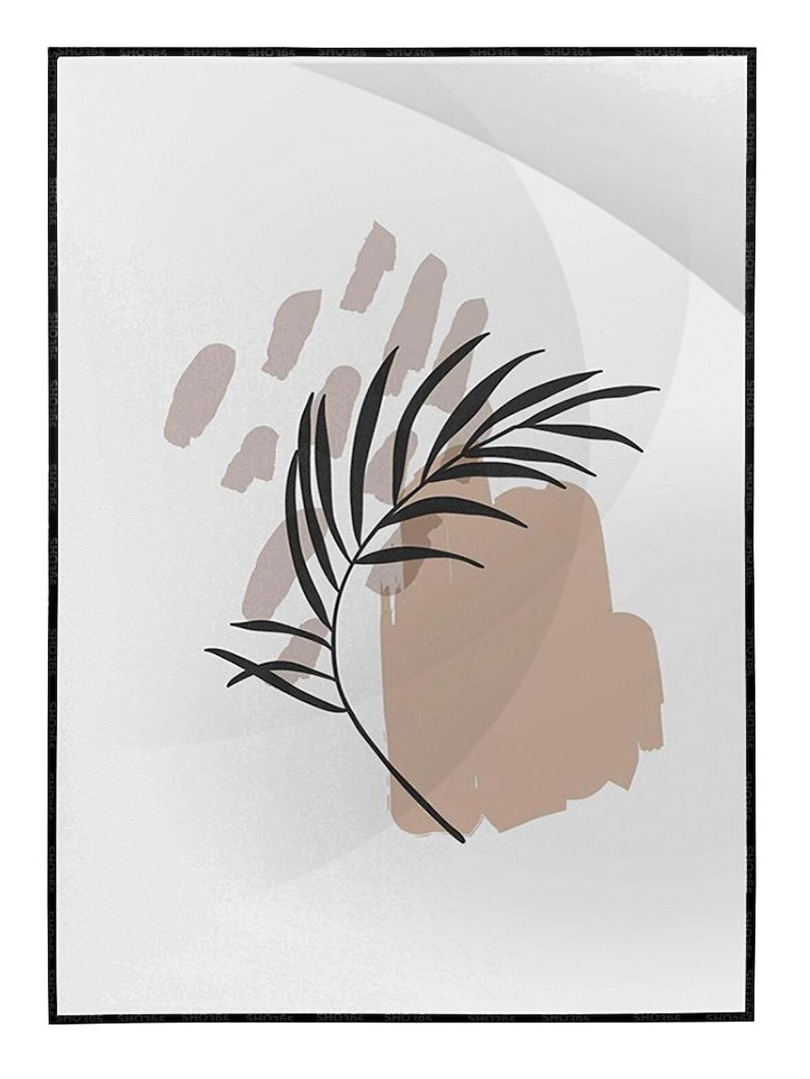 Shop365 Bitki Yapraklar ve Şekiller Modern Tablo Çerçeveli P-002729