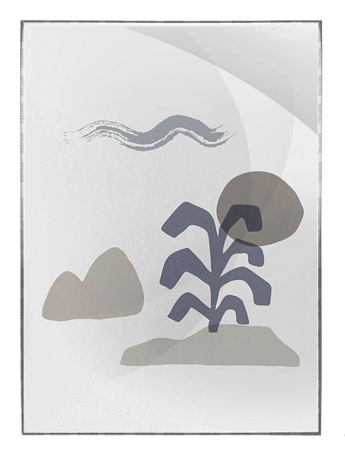 Shop365 Bitki Yapraklar ve Şekiller Modern Tablo Çerçeveli P-002733