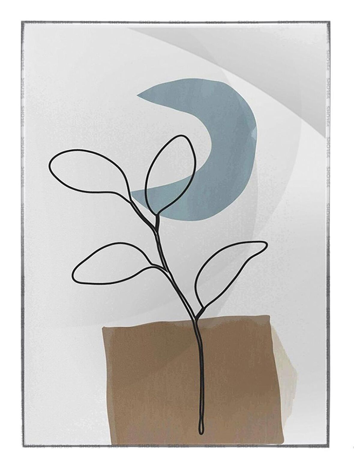 Shop365 Bitki Yapraklar ve Şekiller Modern Tablo Çerçeveli P-002749