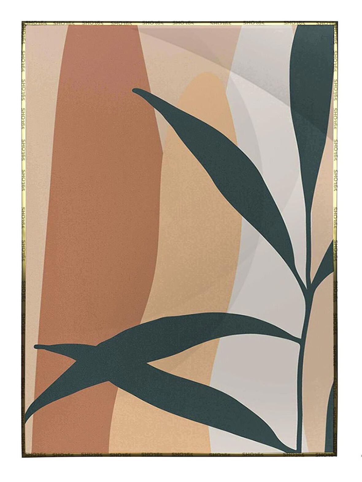 Shop365 Bitki Yapraklar ve Şekiller Modern Tablo Çerçeveli P-002756