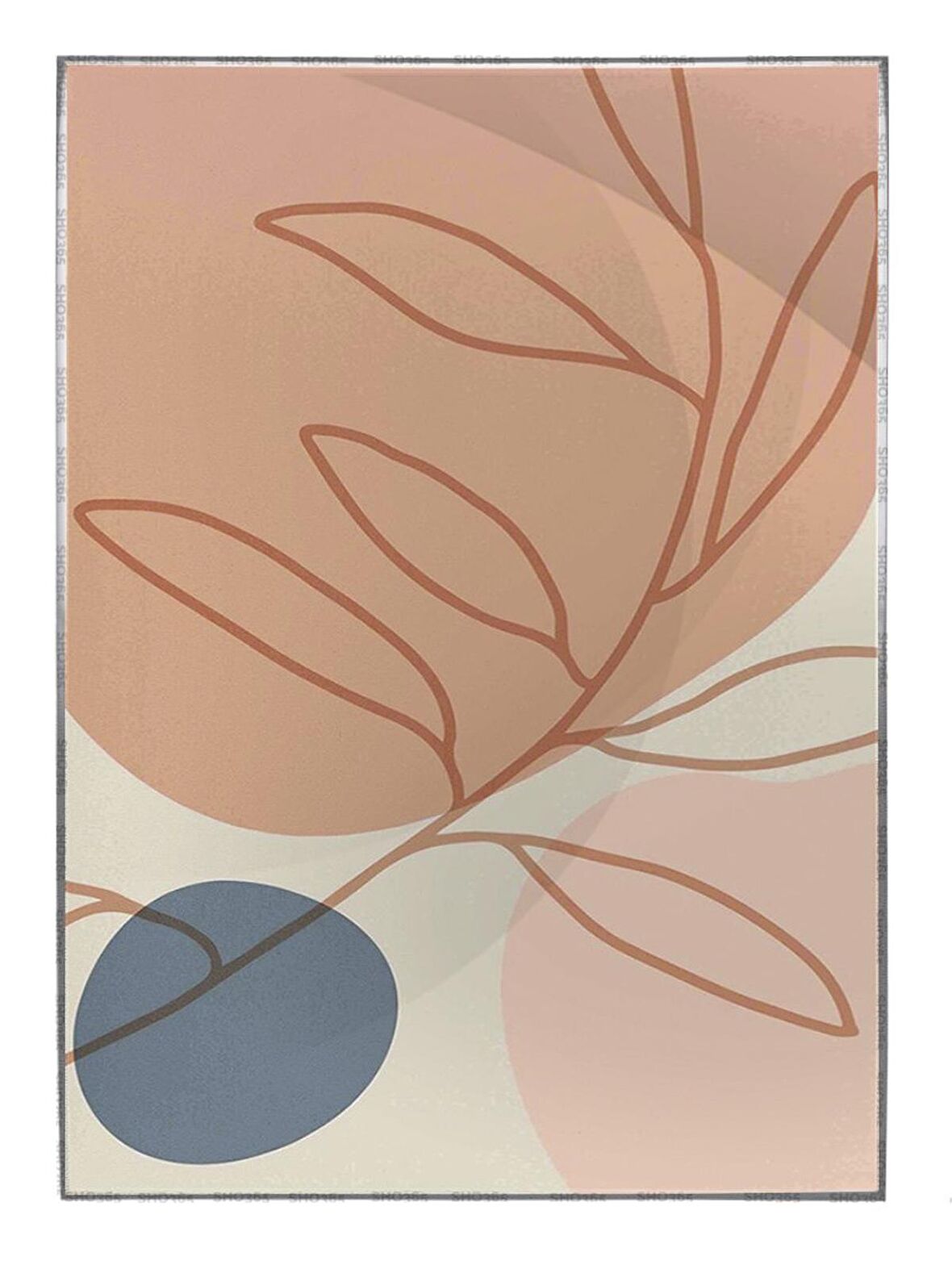 Shop365 Bitki Yapraklar ve Şekiller Modern Tablo Çerçeveli P-002785