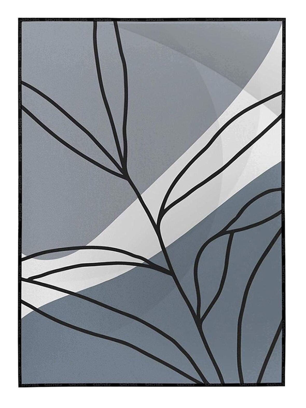 Shop365 Bitki Yapraklar ve Şekiller Modern Tablo Çerçeveli P-002787