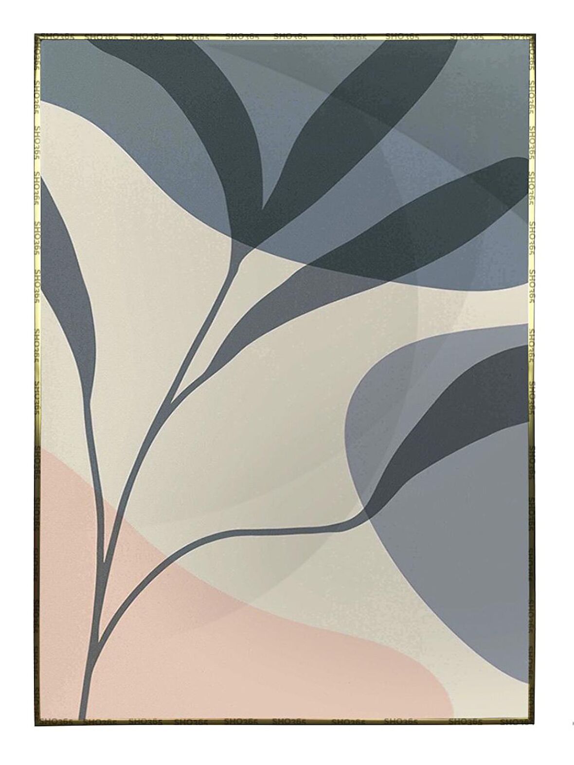 Shop365 Bitki Yapraklar ve Şekiller Modern Tablo Çerçeveli P-002794