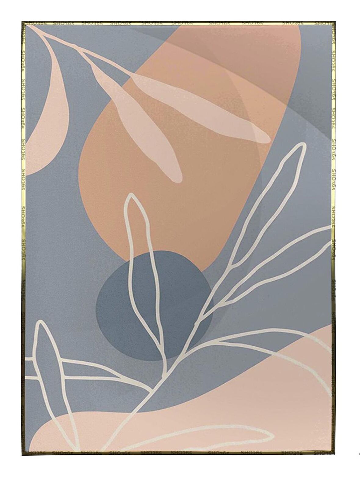 Shop365 Bitki Yapraklar ve Şekiller Modern Tablo Çerçeveli P-002799