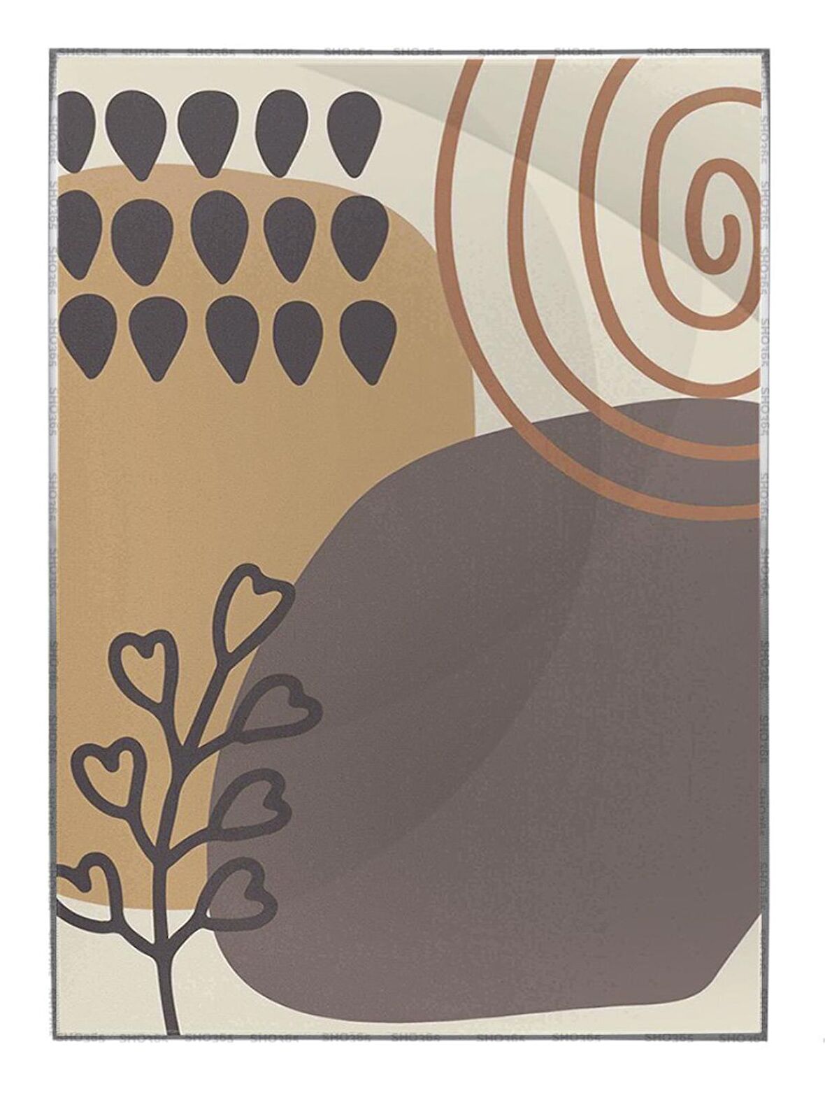 Shop365 Bitki Yapraklar ve Şekiller Modern Tablo Çerçeveli P-002805
