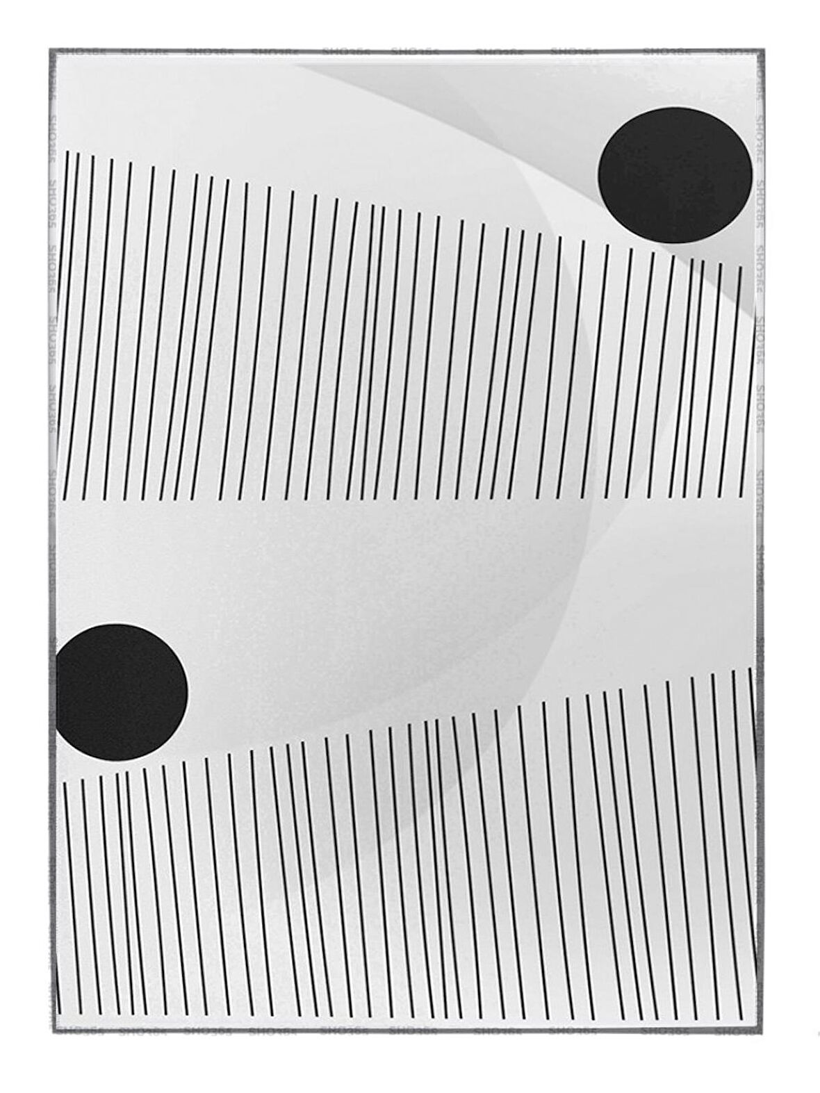 Shop365 Şekiller ve Çizgiler Siyah Beyaz Modern Tablo Çerçeveli P-002846
