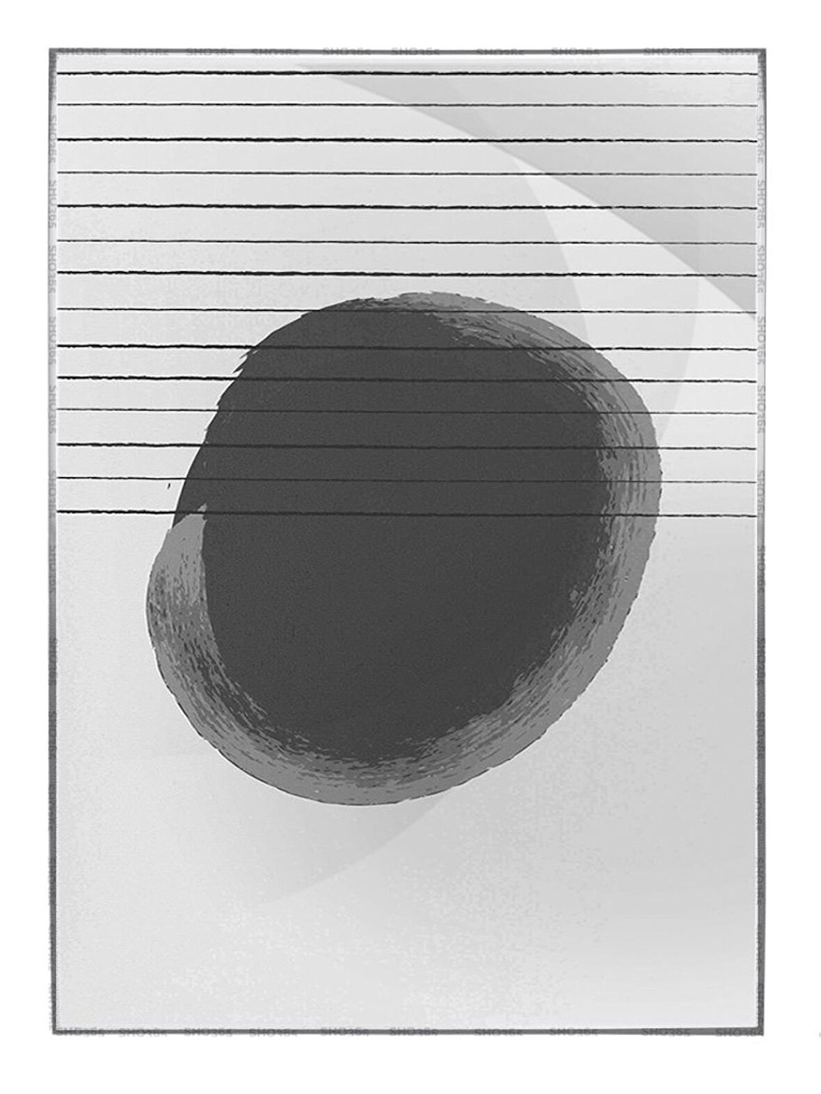 Shop365 Şekiller ve Çizgiler Siyah Beyaz Gri Renkler Modern Tablo Çerçeveli P-002851