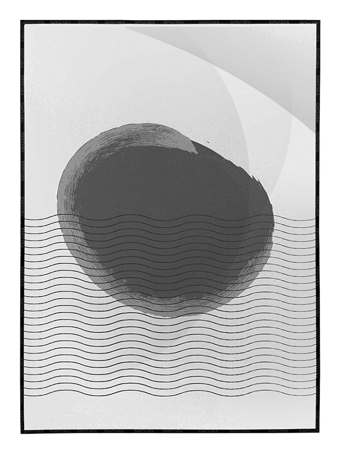 Shop365 Şekiller ve Çizgiler Siyah Beyaz Gri Renkler Modern Tablo Çerçeveli P-002852