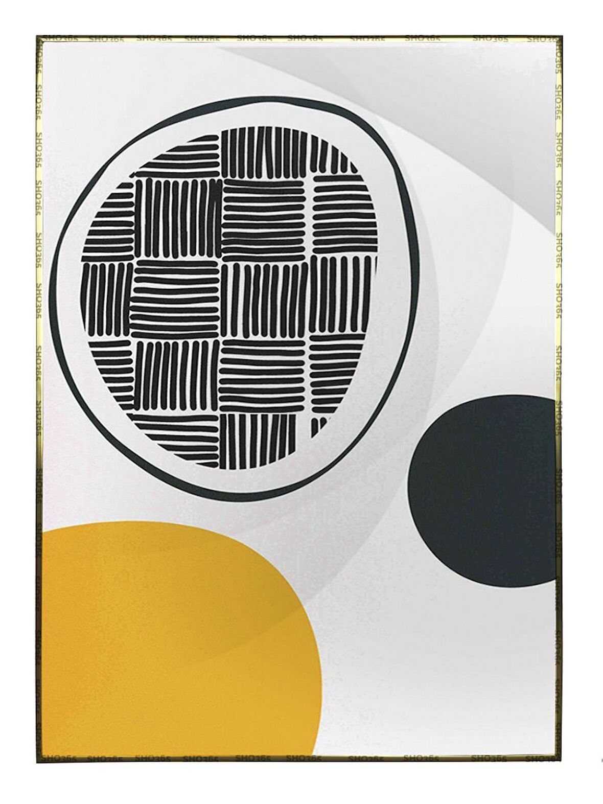 Shop365 Şekiller ve Turuncu Beyaz Yeşil Renkler Modern Tablo Çerçeveli P-002860