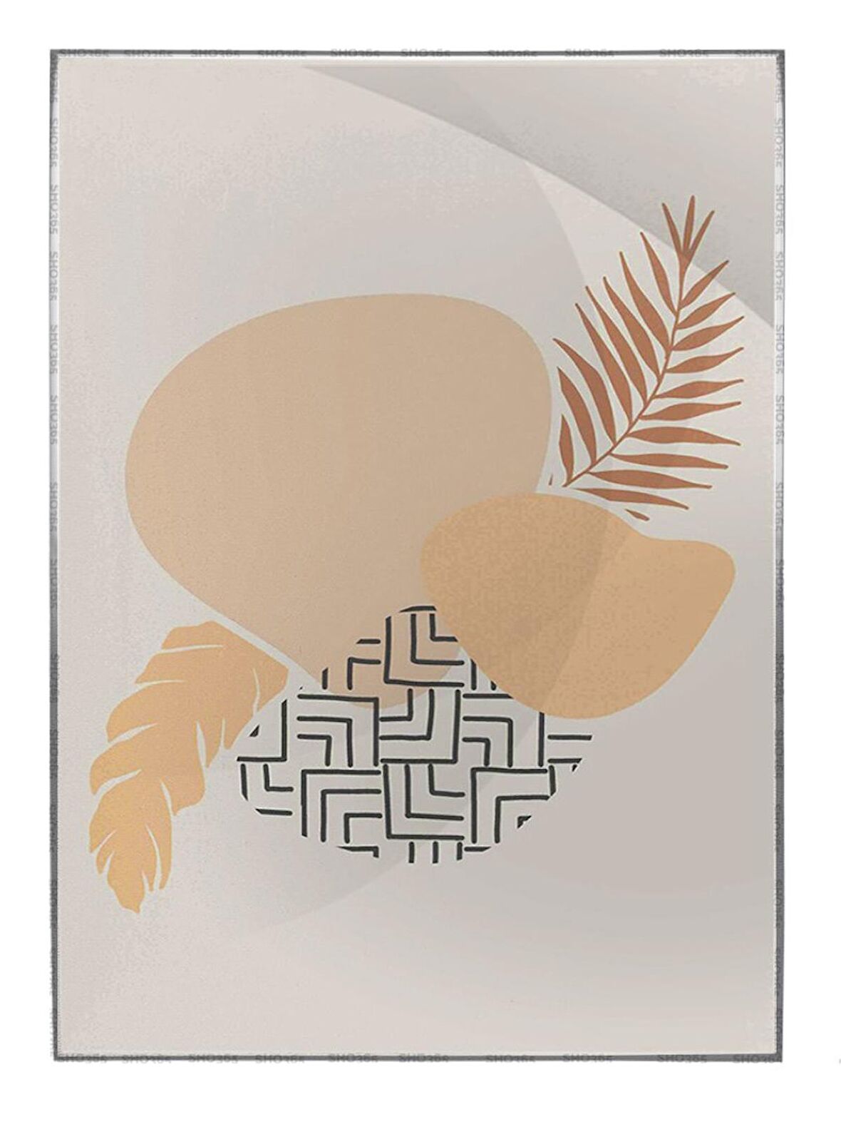 Shop365 Bitki Yapraklar ve Şekiller Modern Tablo Çerçeveli P-002871