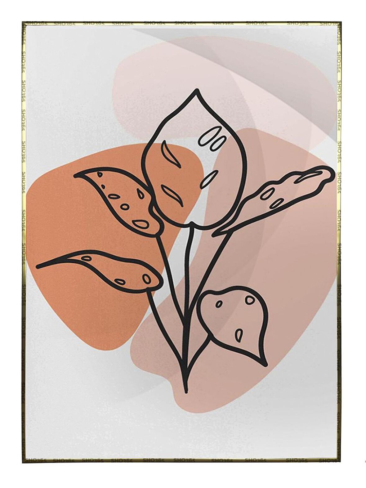 Shop365 Bitki Yapraklar ve Şekiller Modern Tablo Çerçeveli P-002903