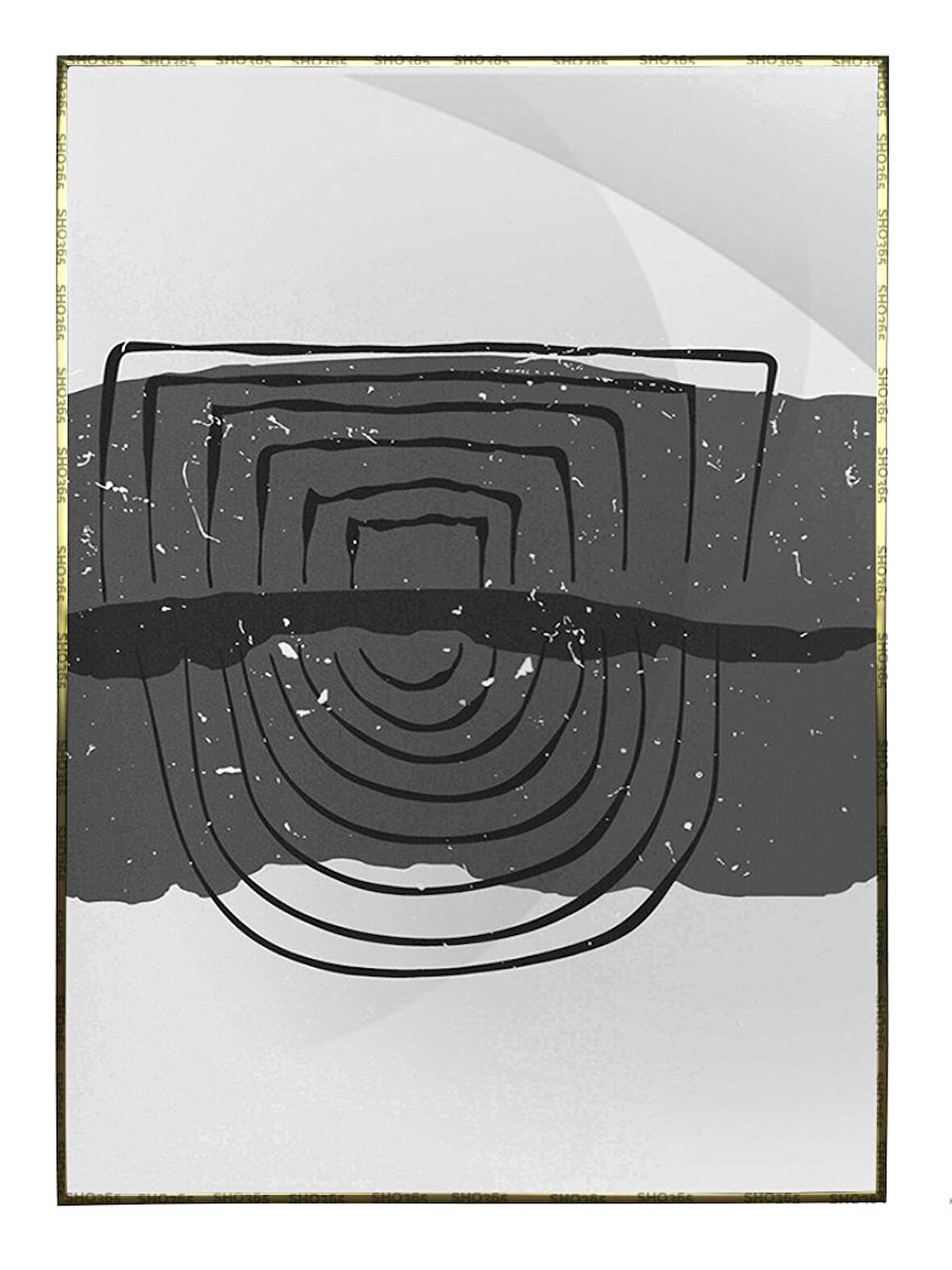 Shop365 Şekiller ve Çizgiler Gri Siyah Renkler Modern Dekoratif Tablo Çerçeveli P-002948