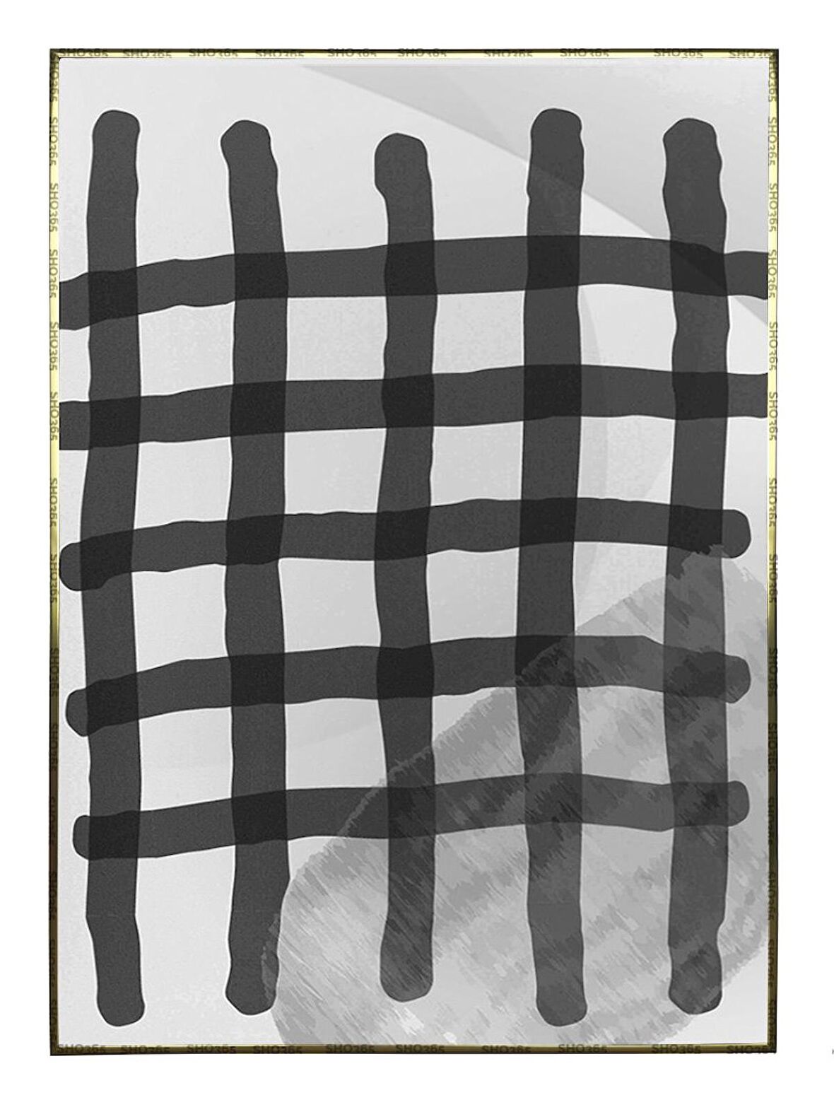 Shop365 Şekiller Siyah Beyaz Renkler Modern Tablo Çerçeveli P-002953