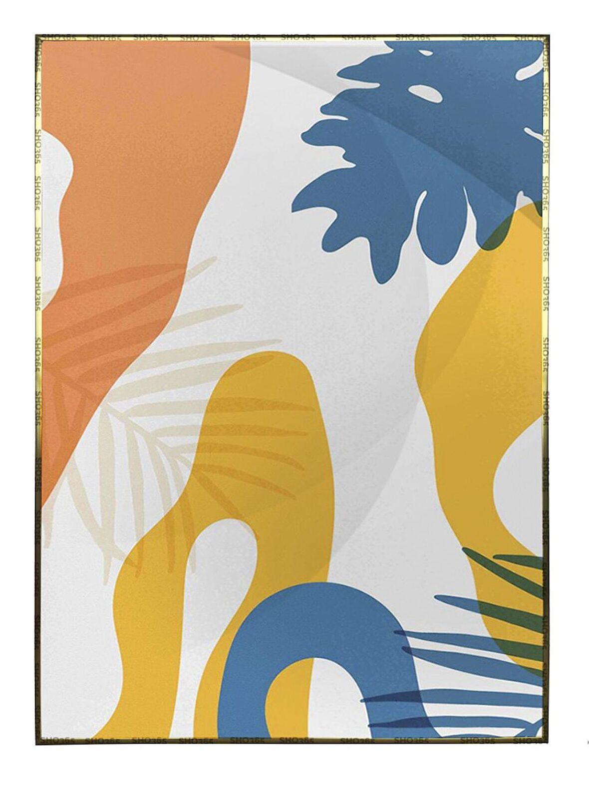 Shop365 Bitki Yapraklar ve Şekiller Modern Tablo Çerçeveli P-002979