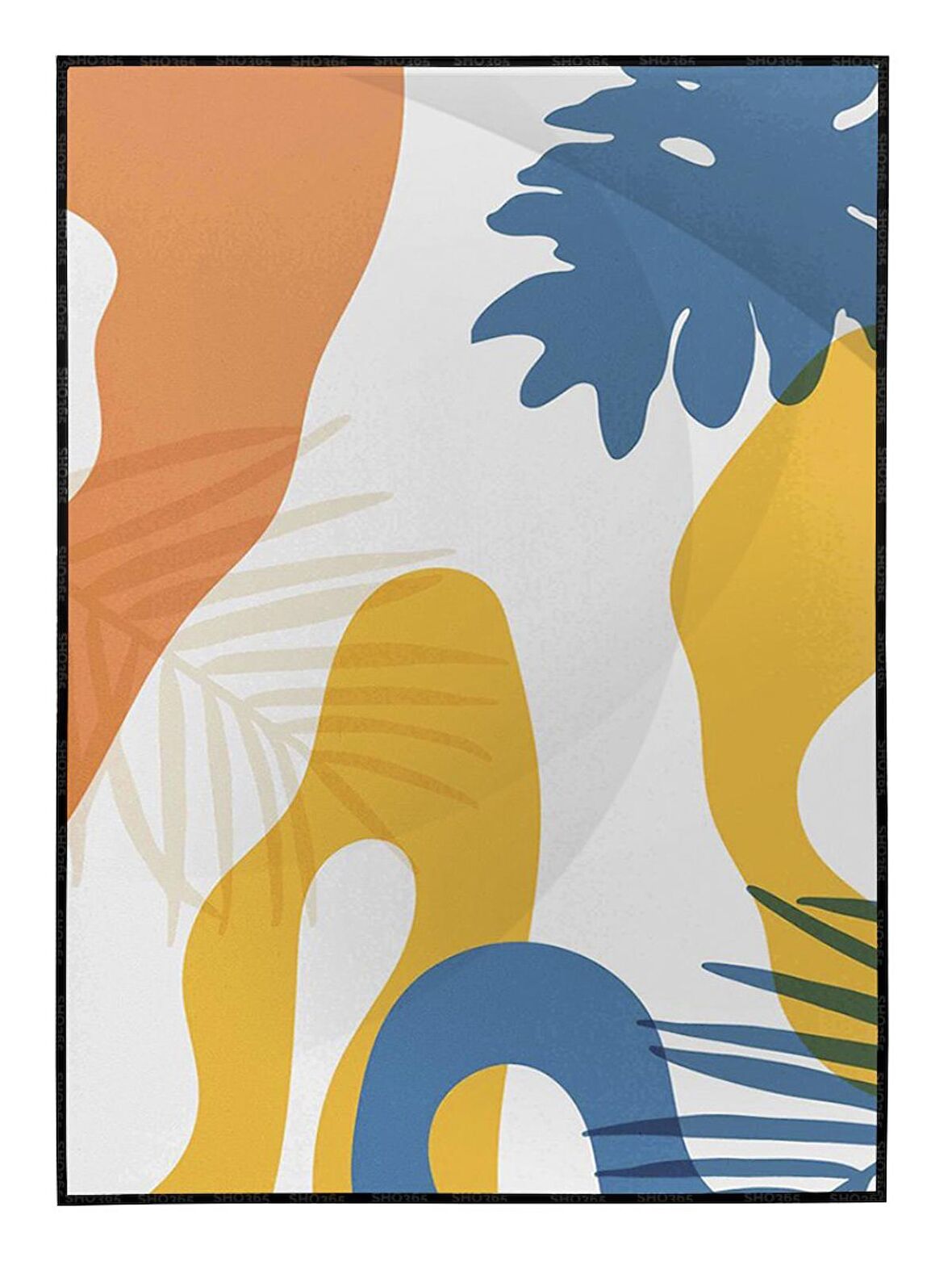 Shop365 Bitki Yapraklar ve Şekiller Modern Tablo Çerçeveli P-002979
