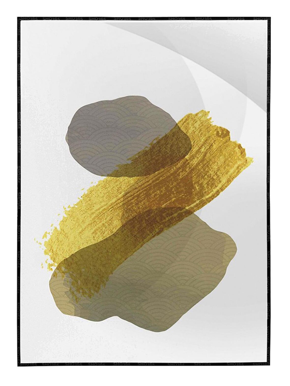 Shop365 Altın Gold Şekiller Modern Dekoratif Tablo Çerçeveli P-002987