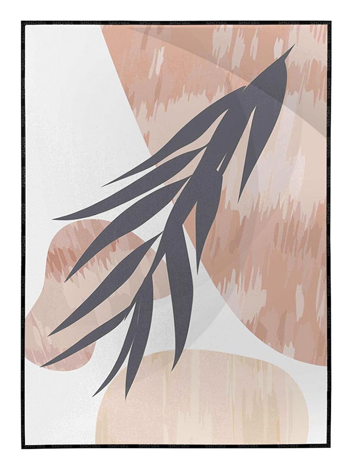 Shop365 Bitki Yapraklar ve Şekiller Modern Tablo Çerçeveli P-002998