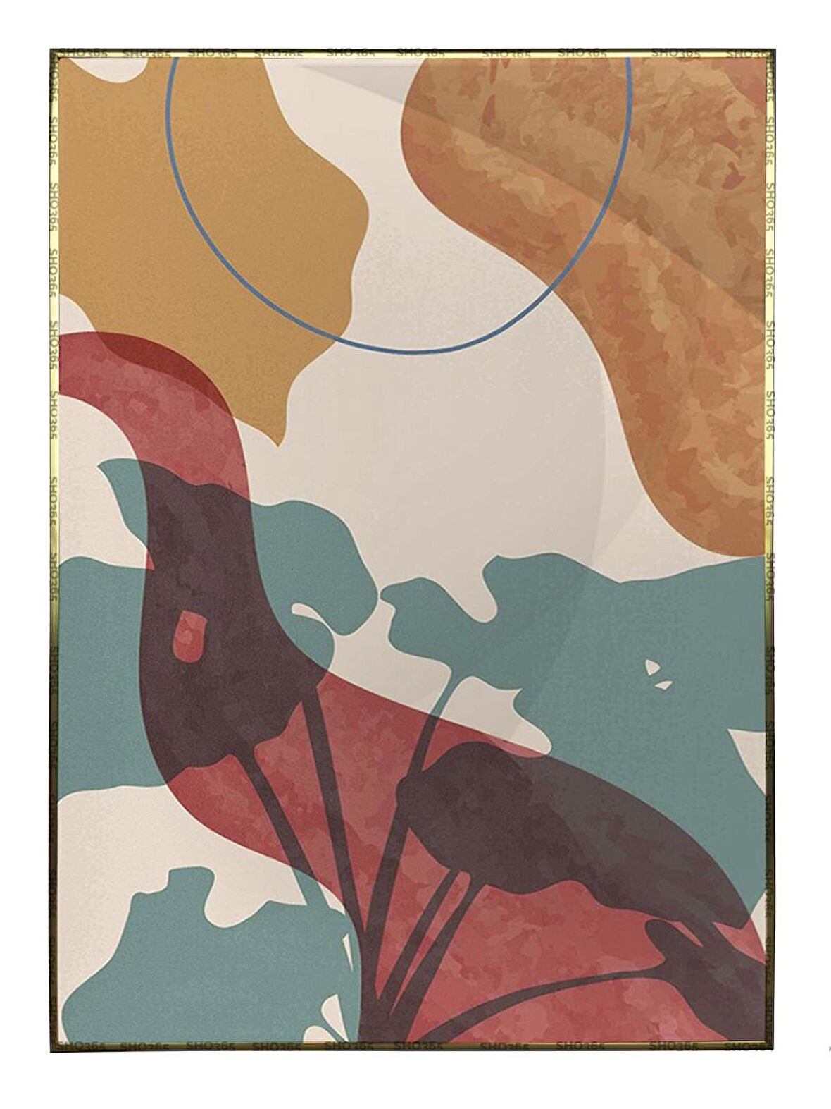 Shop365 Bitki Yapraklar ve Şekiller Modern Tablo Çerçeveli P-003049