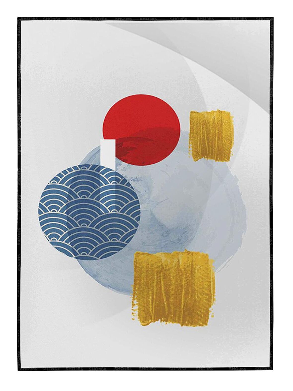 Shop365 Şekiller Modern Karışık Renkler Modern Dekoratif Tablo Çerçeveli P-003061