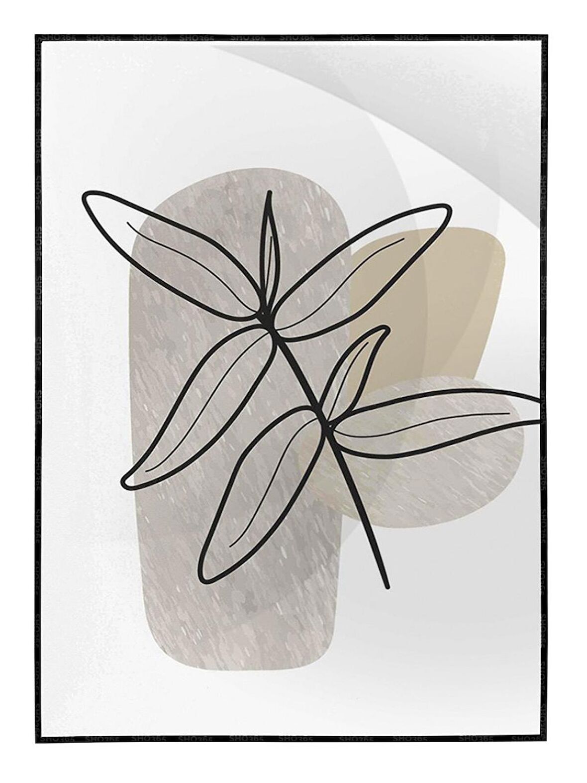 Shop365 Yapraklar ve Şekiller Modern Tablo Çerçeveli P-003105