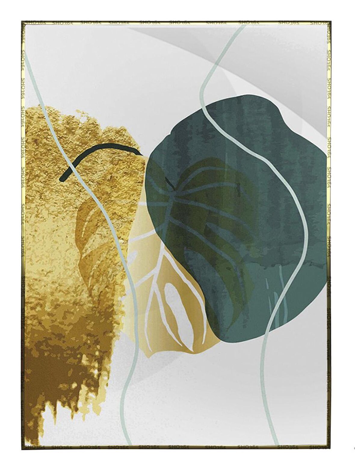 Shop365 Yapraklar ve Şekiller Modern Tablo Çerçeveli P-003137