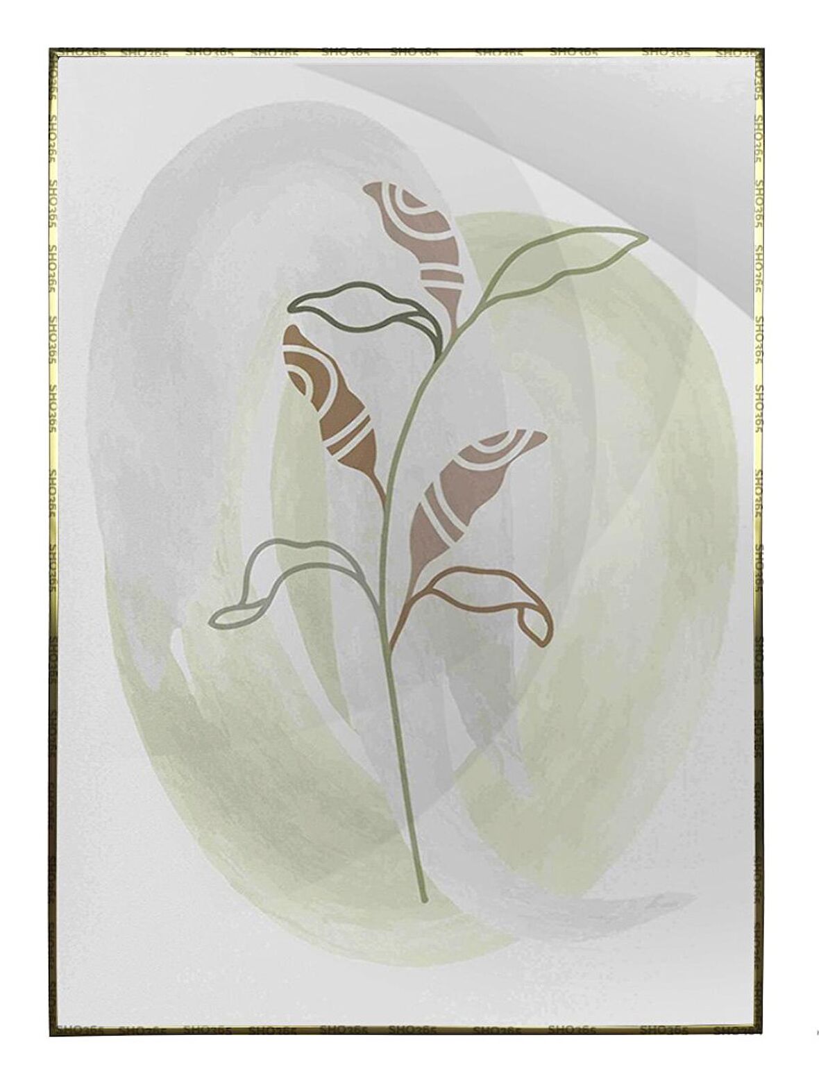 Shop365 Doğa Bitkiler Suluboya Görünümlü Modern Tablo Çerçeveli P-003185