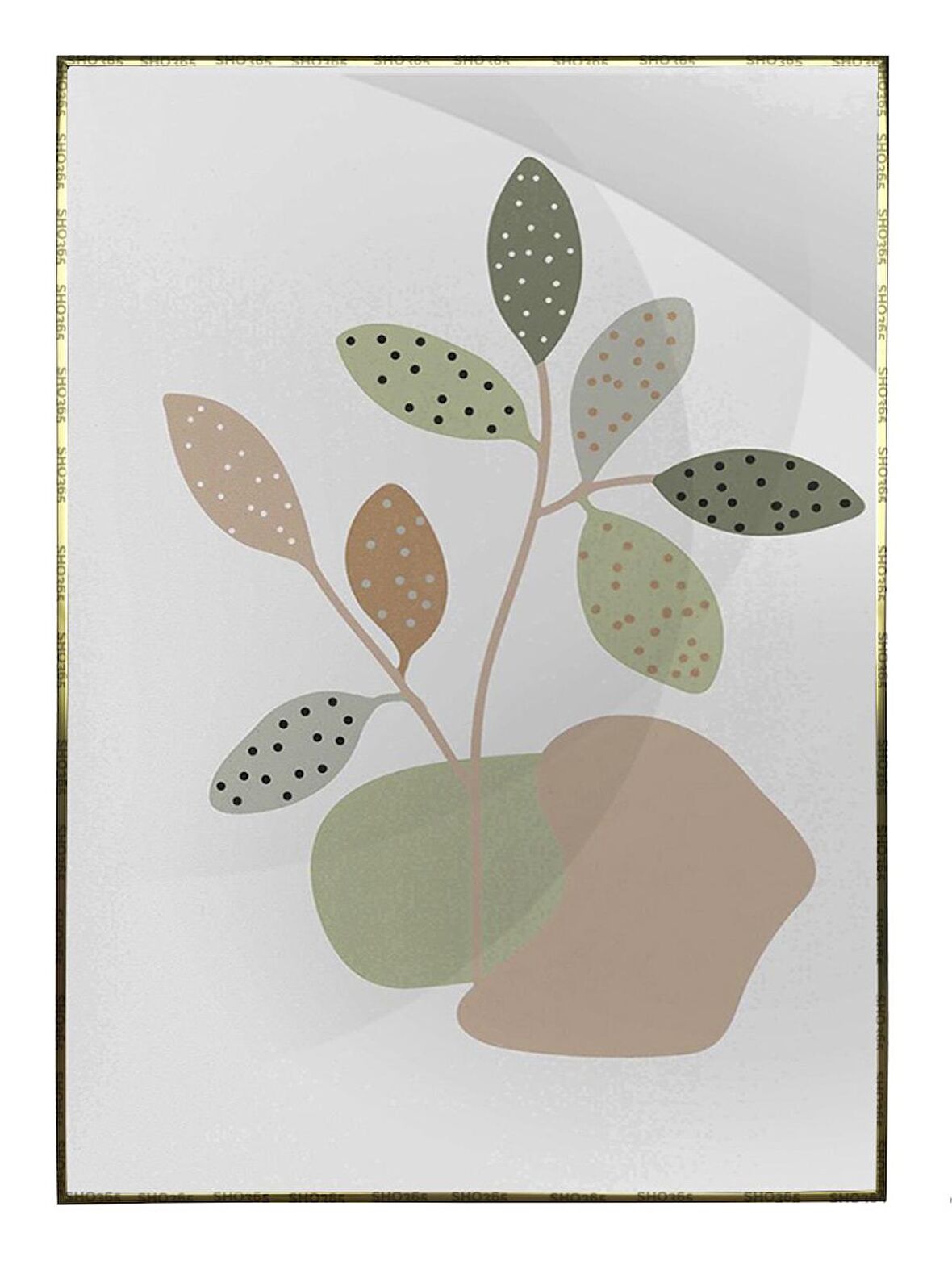 Shop365 Doğa Bitkiler Suluboya Görünümlü Modern Tablo Çerçeveli P-003187