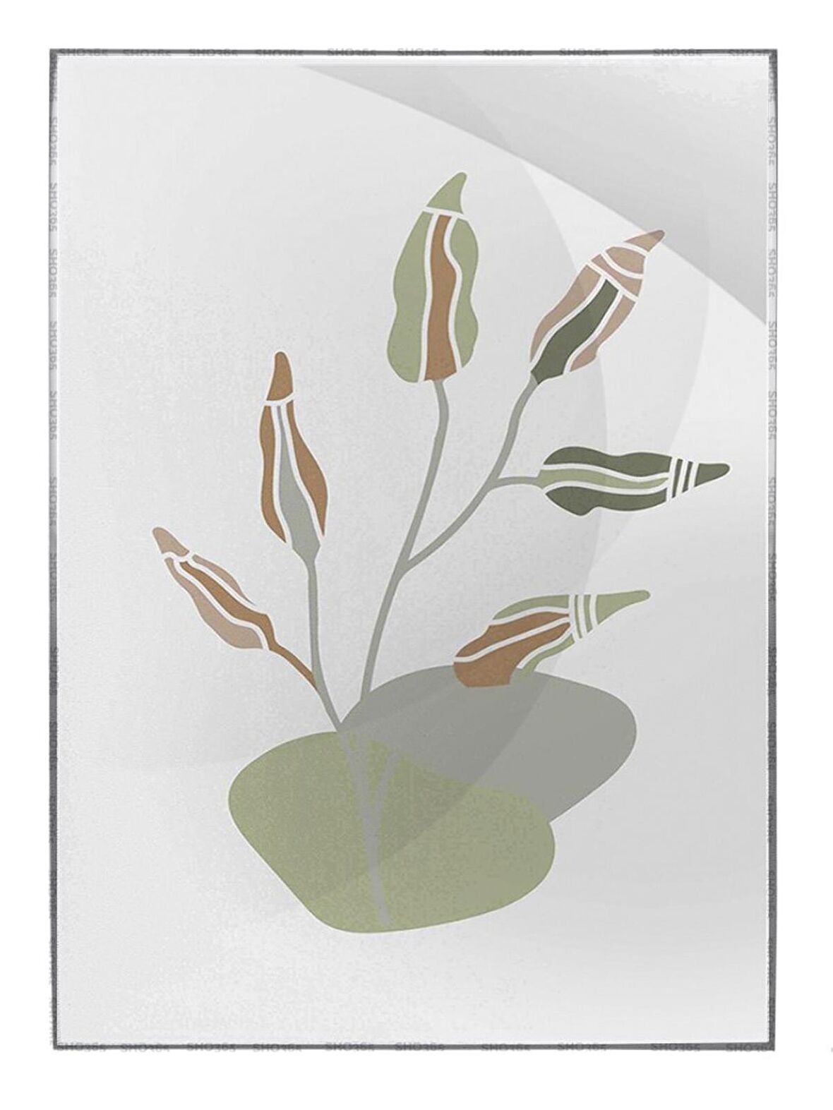 Shop365 Doğa Bitkiler Suluboya Görünümlü Modern Tablo Çerçeveli P-003188