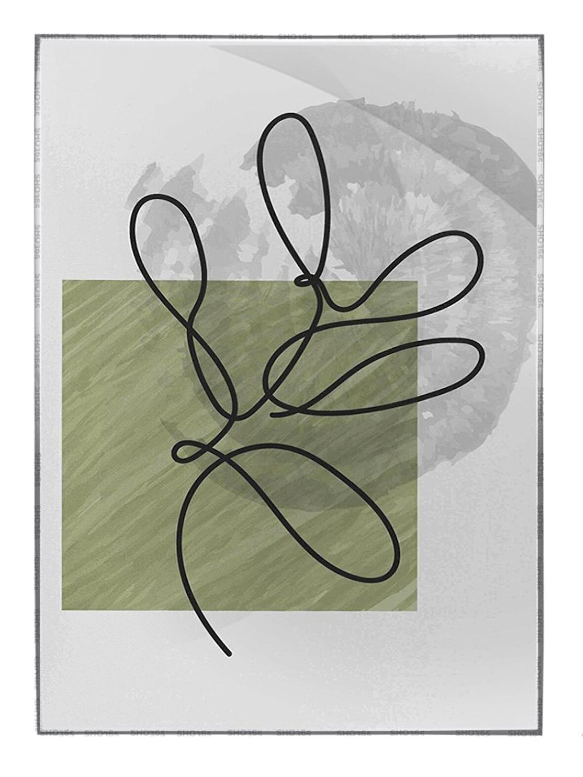 Shop365 Bitki Yapraklar ve Şekiller Modern Tablo Çerçeveli P-003210