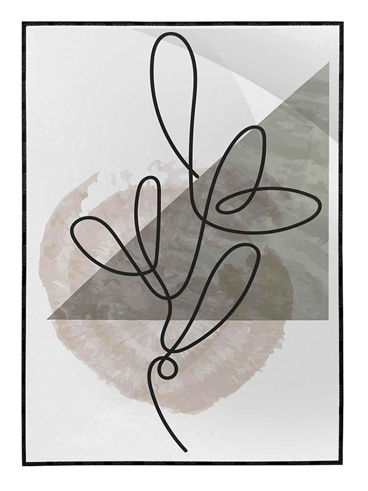 Shop365 Bitki Yapraklar ve Şekiller Modern Tablo Çerçeveli P-003211