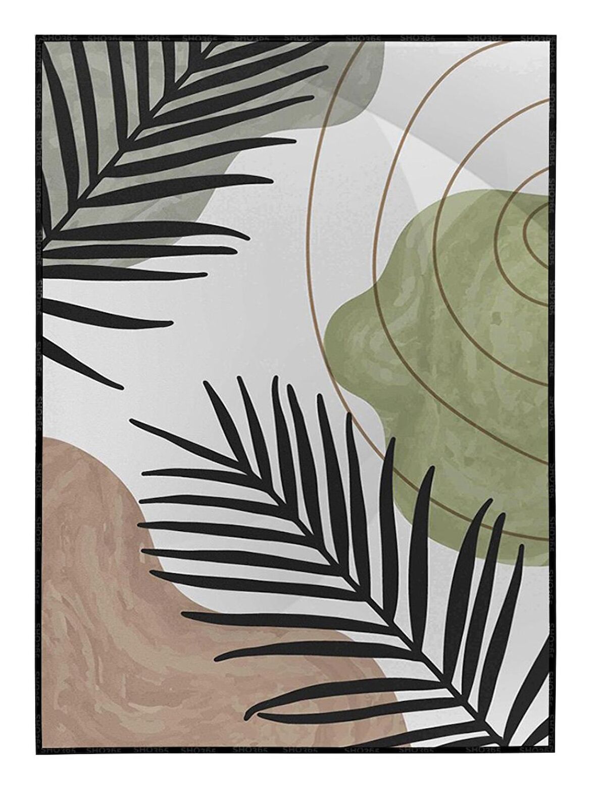 Shop365 Bitki Yapraklar ve Şekiller Modern Tablo Çerçeveli P-003214
