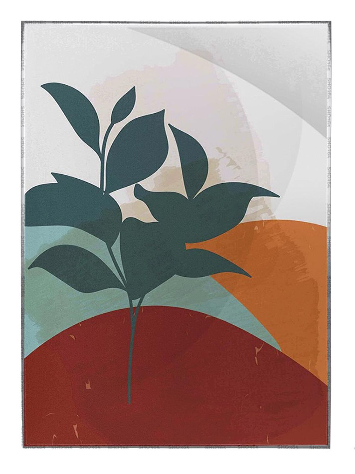 Shop365 Yapraklar ve Şekiller Modern Tablo Çerçeveli P-003248