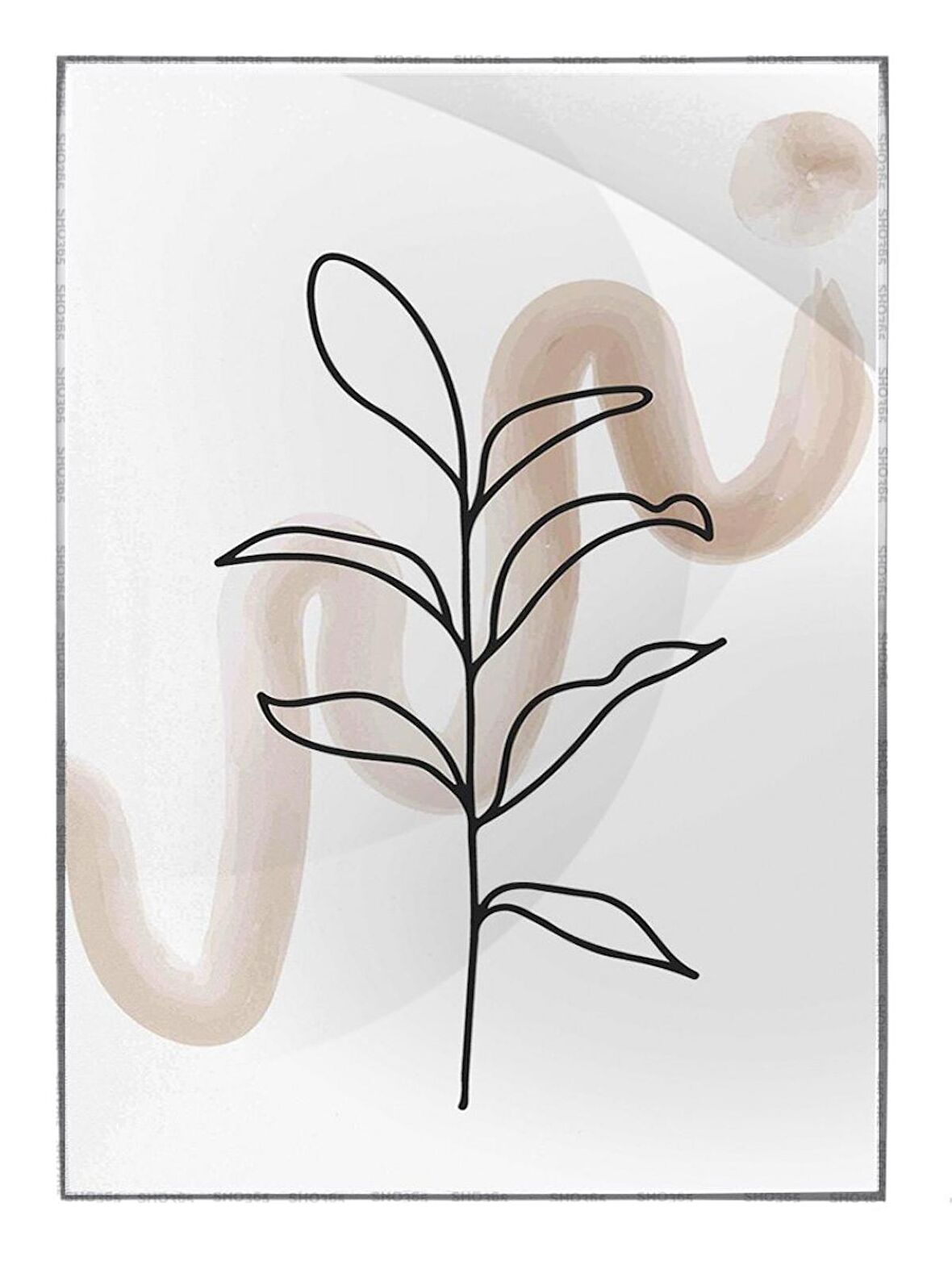 Shop365 Yapraklar ve Şekiller Modern Tablo Çerçeveli P-003256