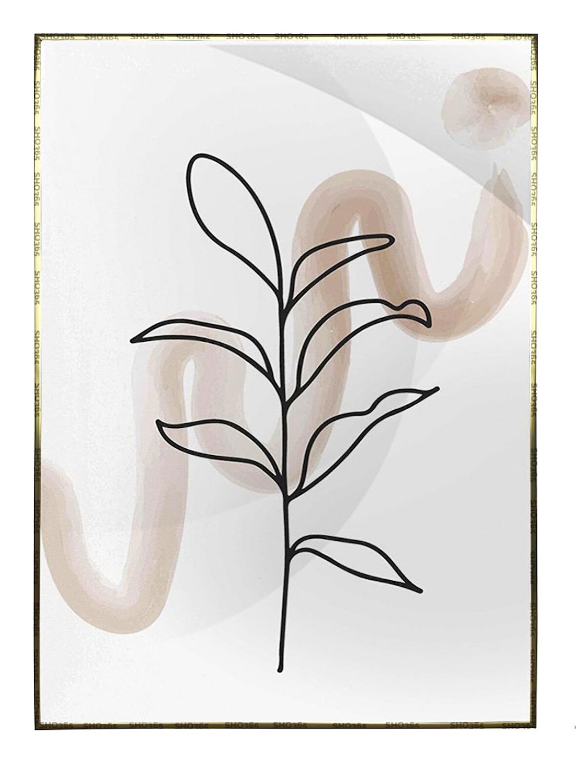 Shop365 Yapraklar ve Şekiller Modern Tablo Çerçeveli P-003256