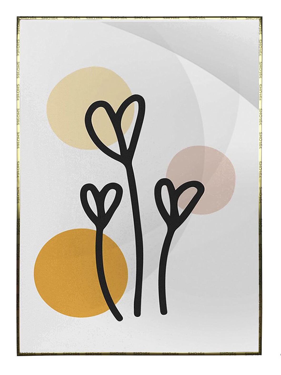 Shop365 Yapraklar ve Şekiller Modern Tablo Çerçeveli P-003271