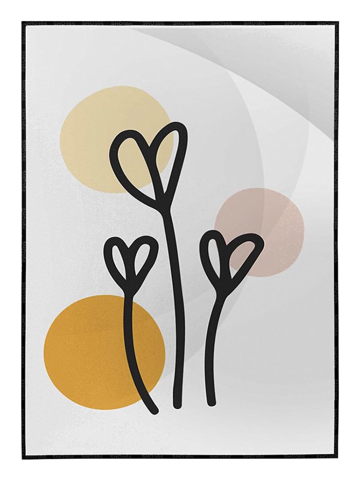 Shop365 Yapraklar ve Şekiller Modern Tablo Çerçeveli P-003271
