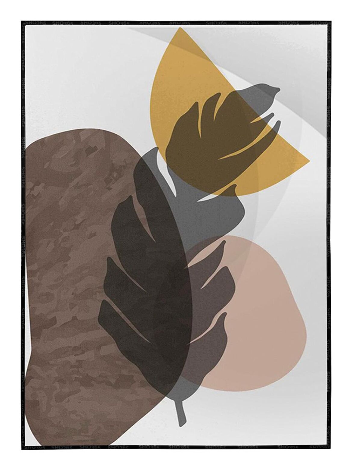 Shop365 Yapraklar ve Şekiller Modern Tablo Çerçeveli P-003277