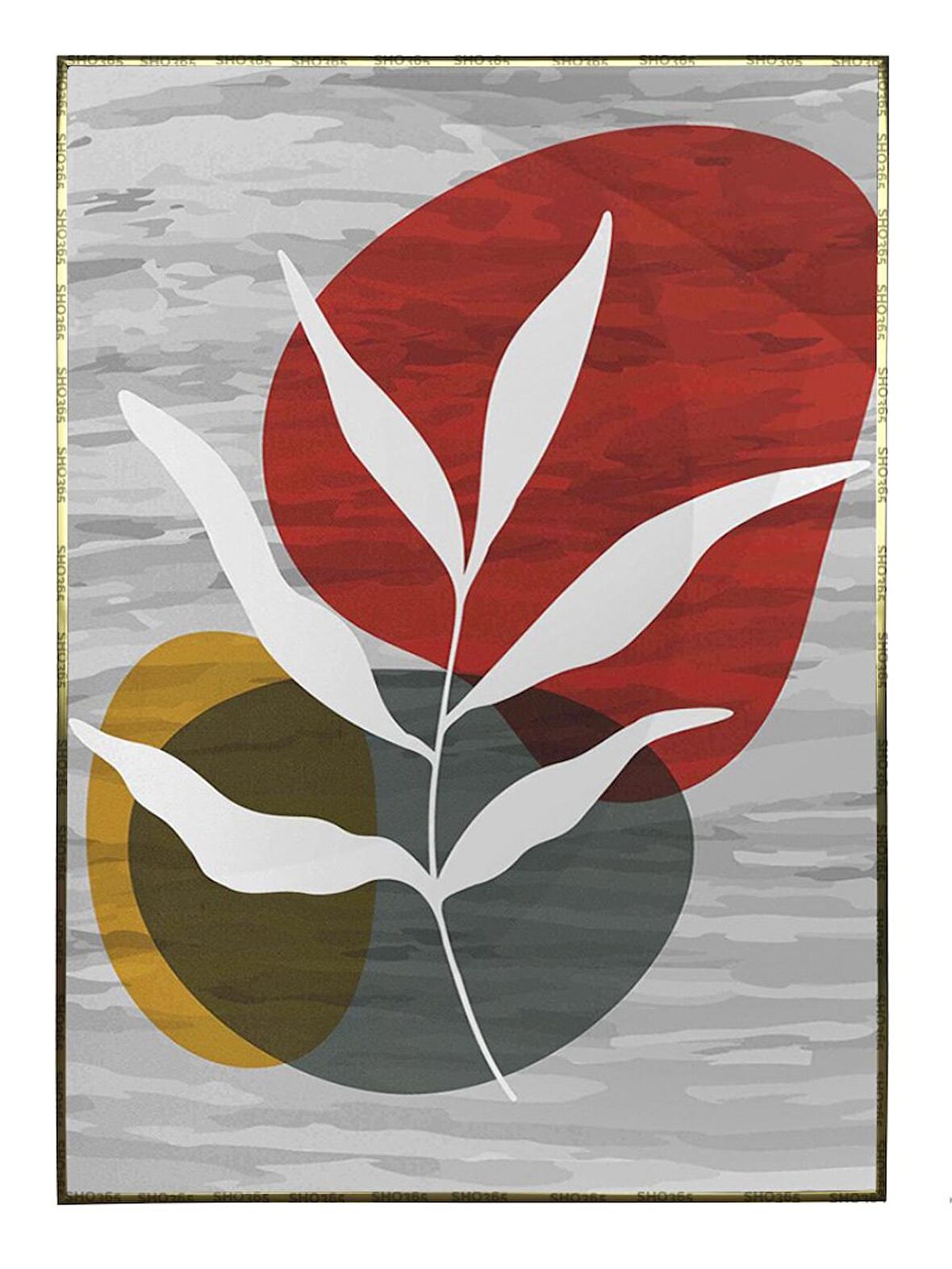 Shop365 Yapraklar ve Şekiller Modern Tablo Çerçeveli P-003288