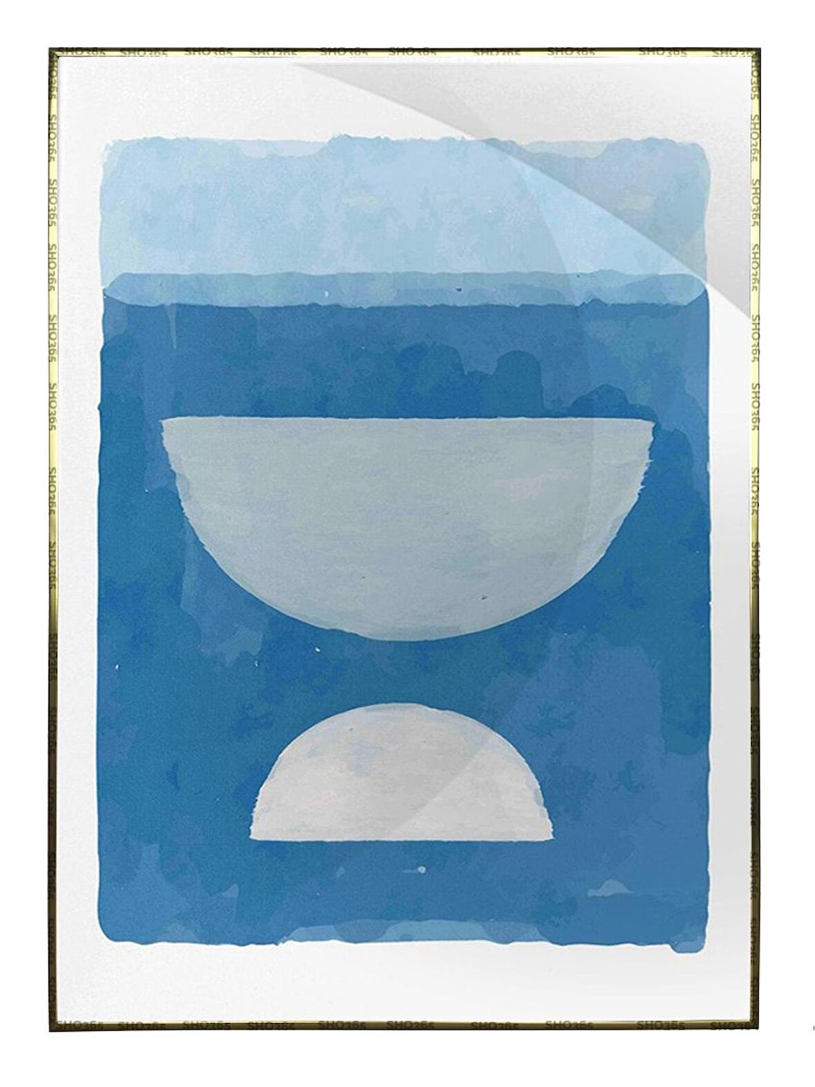 Shop365 Şekiller Açık Mavi Renkler Modern Tablo Çerçeveli P-003310