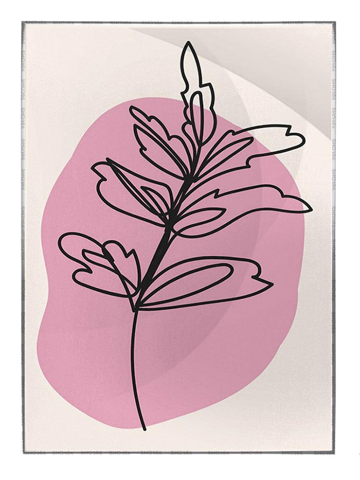 Shop365 Yapraklar ve Şekiller Karışık Renkler Modern İllüstrasyon Tablo Çerçeveli P-003326