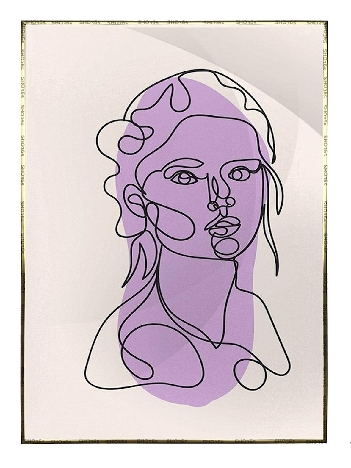 Shop365 Kadın Portresi ve Şekiller Modern İllüstrasyon Tablo Çerçeveli P-003336