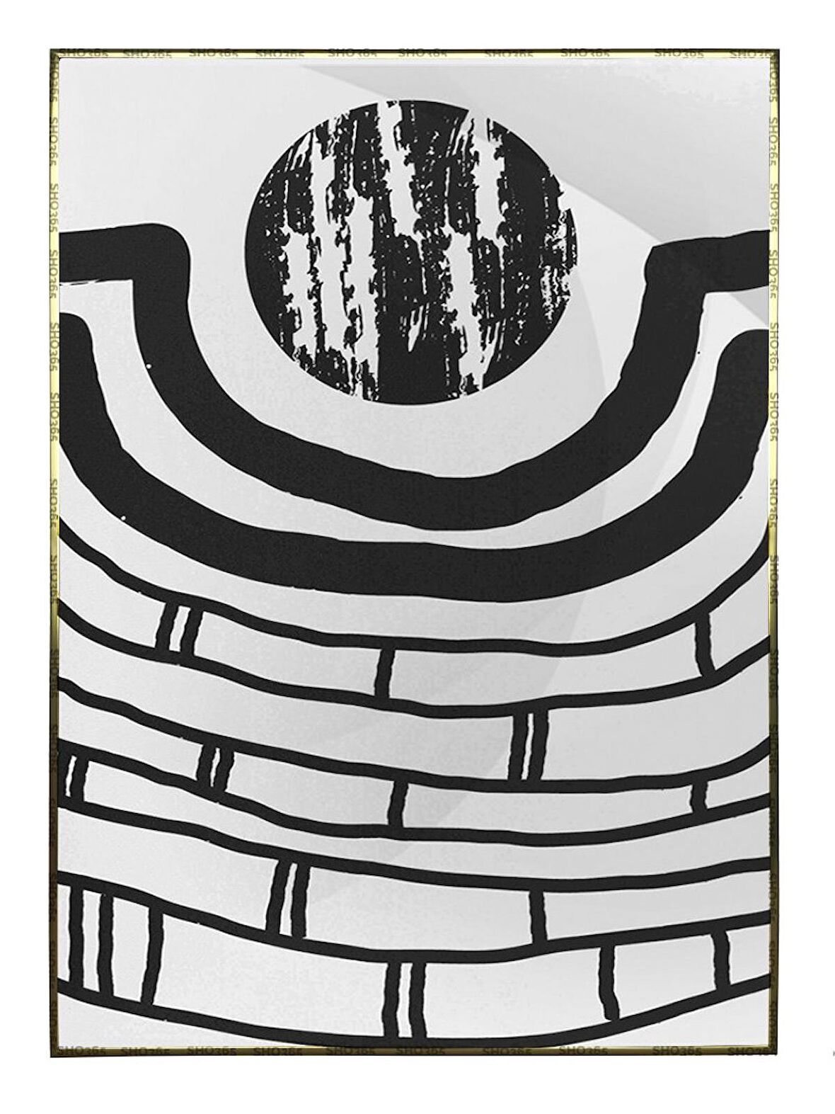 Shop365 Gezegenler Şekiller Siyah Gri Renkler Modern Tablo Çerçeveli P-003383